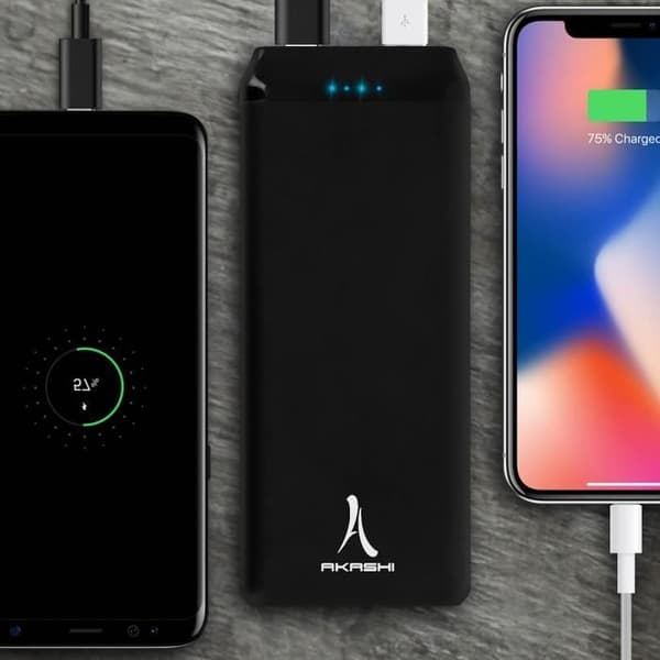 Powerbank 20000mAh extern laddare 2x USB-portar + Micro USB-port Akashi Black