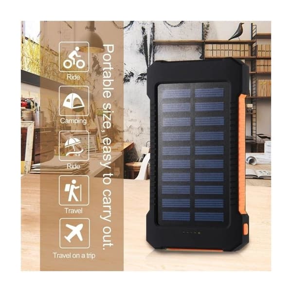 Bärbar solenergibank nödbatteri * Anslutning: USB * Batterikapacitet: 30000 mah * Mått: 13,9 x
