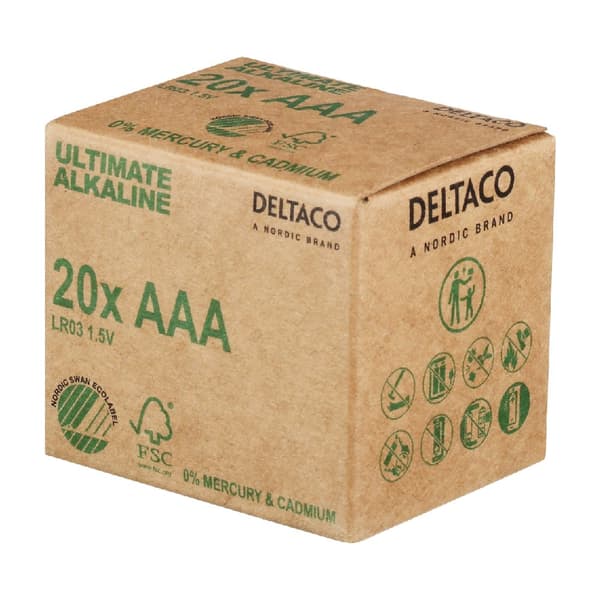 Deltaco AAA-batterier (LR03) - 20-pakning