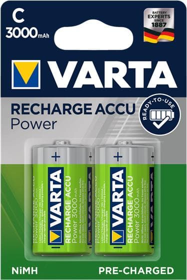 Varta uppladdningsbara batterier Batteri NiMH C/LR14 1,2 V 3000 mAh R2U 2-blister