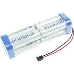 Panasonic batteripaket 8 mignon (AA) kabel, kontakt NiMH eneloop dubbelkub F2x2x2 Graupner 9,6 V 1900 mAh (124008)