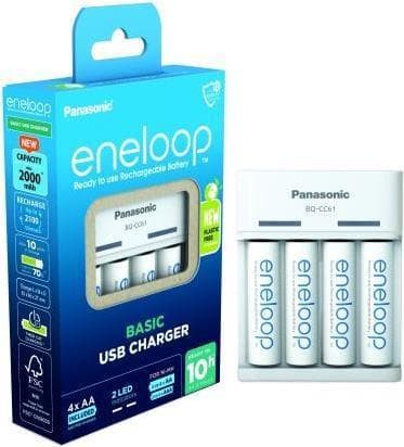 ENELOOP BQ-CC61C - Pöytälaturi NiMh USB-In, sis. 4x AA Mignon -akkua - Nikkeli-metallihydridi (NiMH) (52061040)