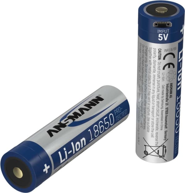 Ansmann 1307-0002 Husholdningsbatteri Genopladeligt Batteri 18650 Lithium-Ion (Li-Ion) (1307-0002)