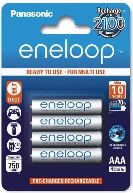 Batteri NiMH, Micro, AAA, HR03, 1,2V/800mAh (BK-4MCDE/4BE)