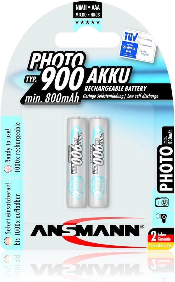 Ansmann foto nikkel-metalhydrid (NiMH) 900mAh 1,2V genopladeligt batteri