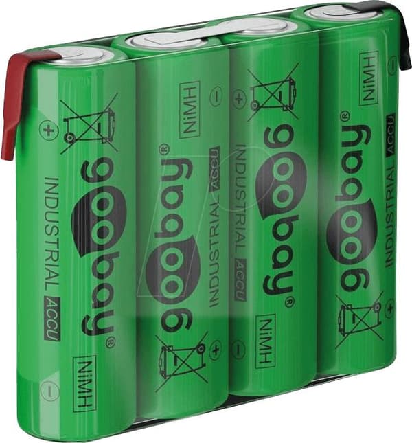 Goobay 4x AA (Mignon) - 2100 mAh, grøn - loddemærke (Z), nikkel-metalhydridbatteri (NiMH), 4,8 V (55580)