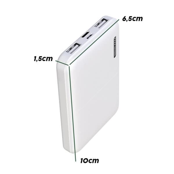 Backup-batteri 5000mAh dubbelutgång USB-laddning Ultrakompakt Akashi vit
