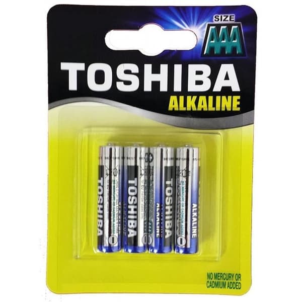 TOSHIBA alkaliska batterier AAA LR03 - (paket med 4)