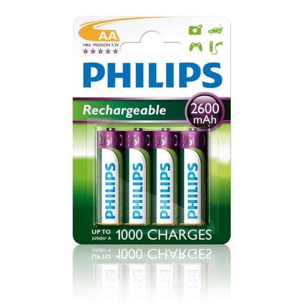 Uppladdningsbara AA-batterier per 4 st LR02 2600 mAh 1,2V