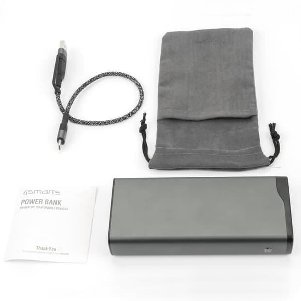 4smarts VoltHub Pro Power Bank 26800mAh 22,5W Snabbladdare med USB QC3.0, USB C PD & Samsung Adaptiv Snabbladdning - Grå