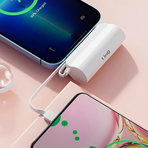 6000mAh reservbatteri Dubbla USB C och Lightning-anslutning LinQ Vit