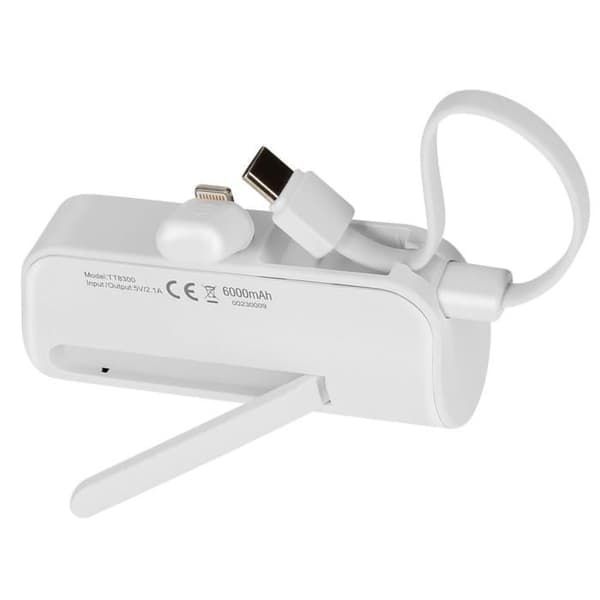 6000mAh reservbatteri Dubbla USB C och Lightning-anslutning LinQ Vit