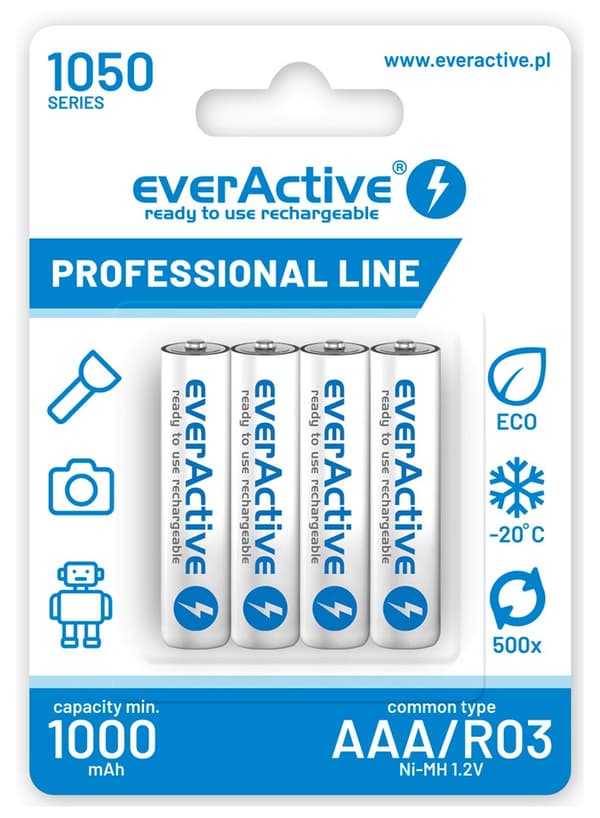 Genopladelige batterier everActive Ni-MH R03 AAA 1050 mAh Professional Line