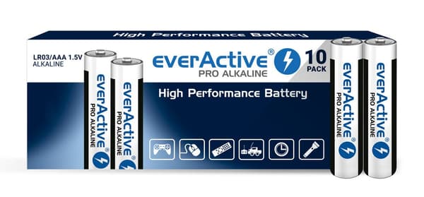 Alkaline batterier everActive Pro Alkaline LR03 AAA - krympepakke - 10 stk.