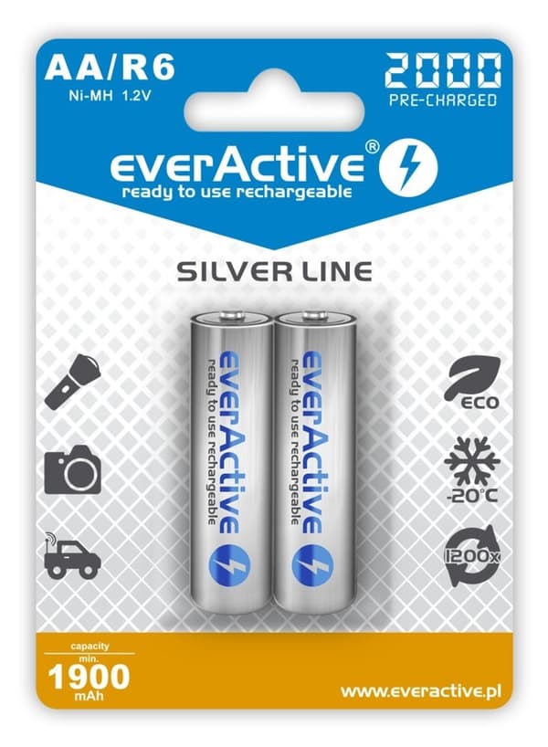 Genopladelige batterier everActive Ni-MH R6 AA 2000 mAh Silver Line - 2 stk.