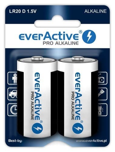 Alkaline batterier everActive Pro Alkaline LR20 D - blisterkort 2 stk