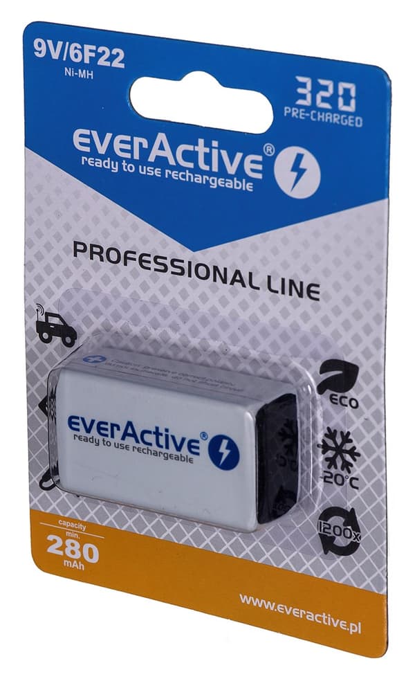 Genopladelige batterier everActive Ni-MH 6F22 9V 320 mAh Professional Line