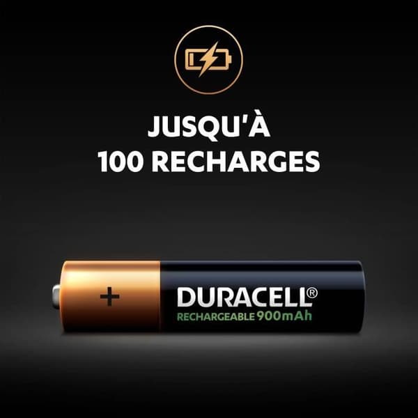 Duracell uppladdningsbart batteri Paket med 4 AAA 900mAh uppladdningsbara batterier