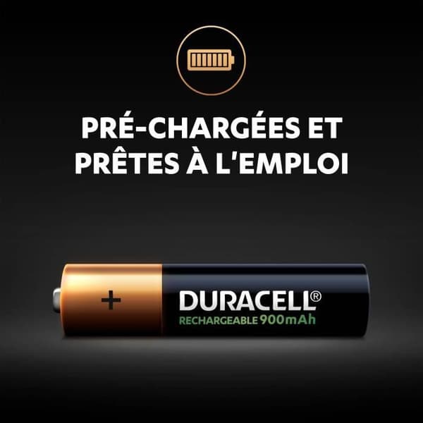 Duracell uppladdningsbart batteri Paket med 4 AAA 900mAh uppladdningsbara batterier