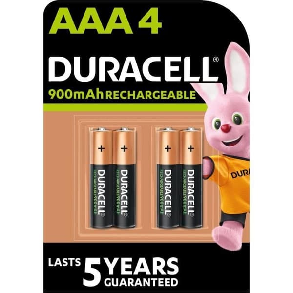 Duracell uppladdningsbart batteri Paket med 4 AAA 900mAh uppladdningsbara batterier