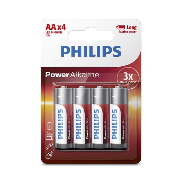 4-pack Philips AA-Batteri Power Alkaline