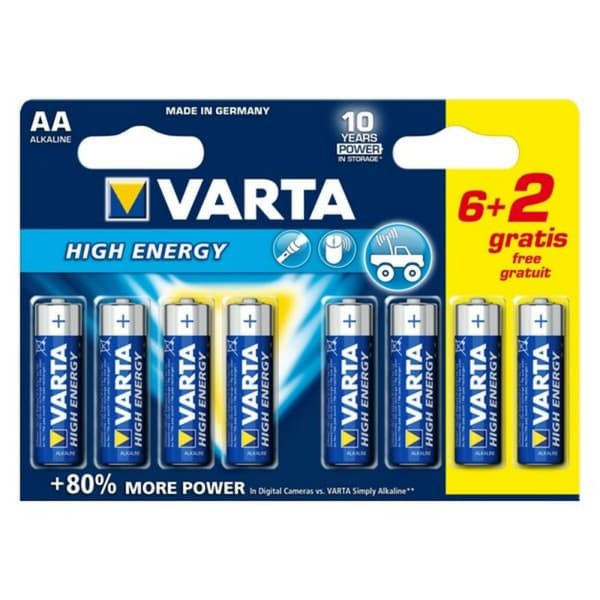 Alkaline Batteri Varta LR6 AA 1,5V High Energy (8 pcs)