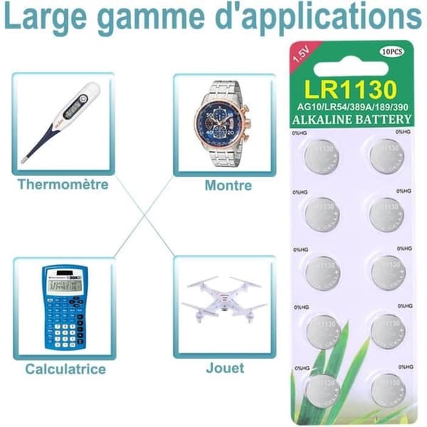 LR1130 AG10 paket med 40 alkaliska knappcellsbatterier[~409]