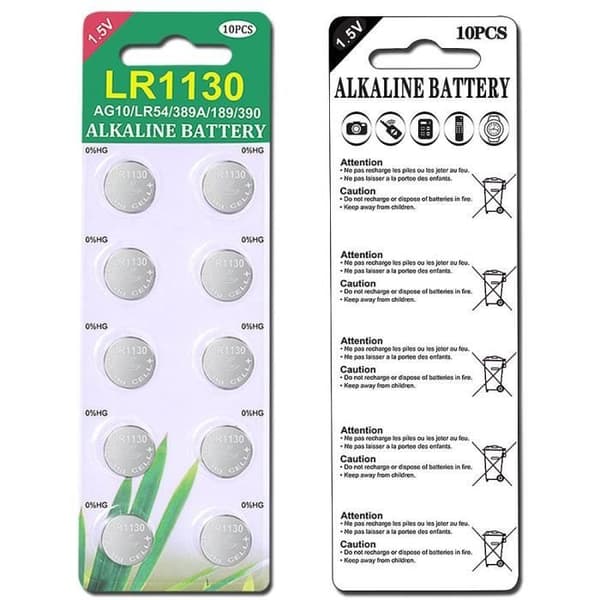 Paket med 40 alkaliska knappcellsbatterier LR1130 AG10