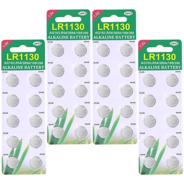 Paket med 40 alkaliska knappcellsbatterier LR1130 AG10