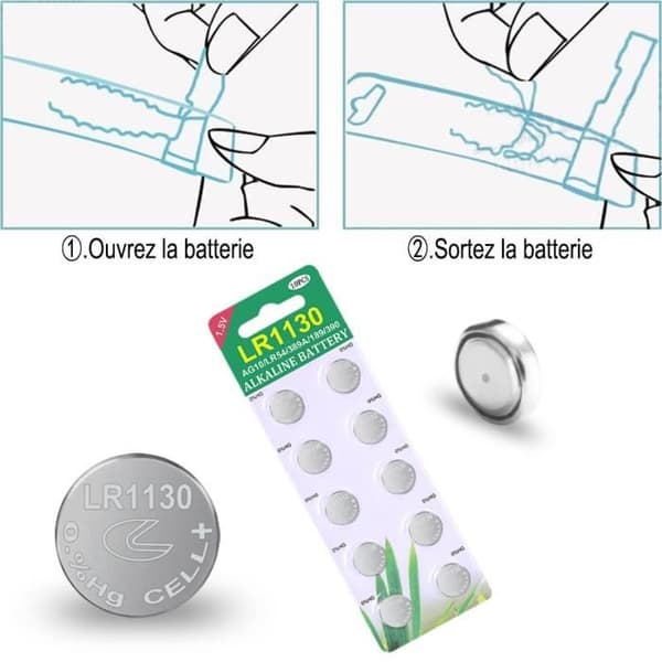 Alkaliska batterier Paket med 40 alkaliska knappcellsbatterier LR1130 AG10 2699