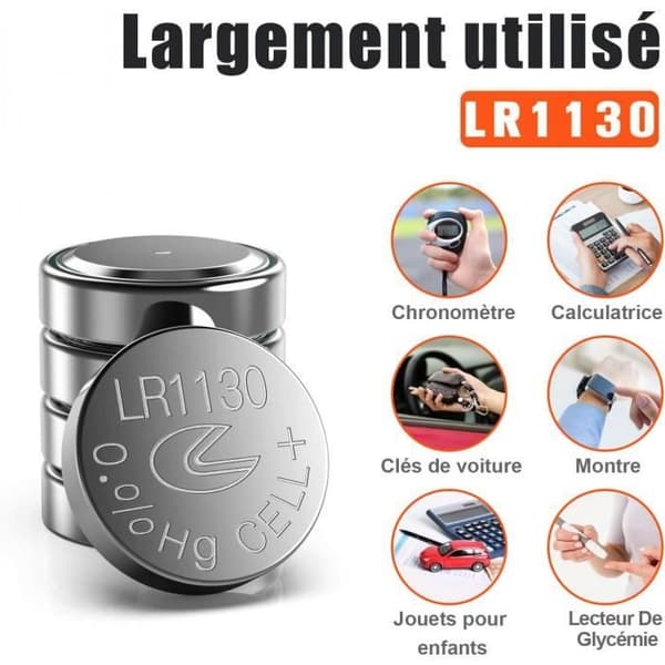 Paket med 20 alkaliska knappcellsbatterier Lr1130 Ag10