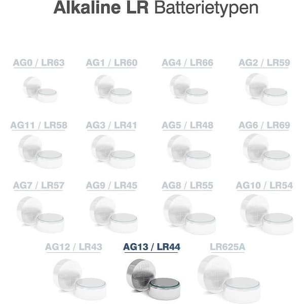Alkaliska batterier - Blister 10 knappar Ag13 Lr44/lr1154/357 utan