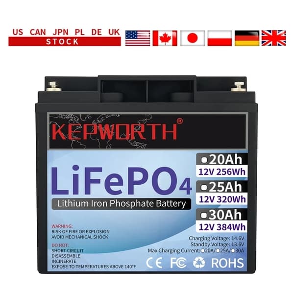 LifePo4-akku, sisäänrakennettu BMS, sarja- tai rinnakkaiskytkentäyhteensopivuus, 12V 25AH