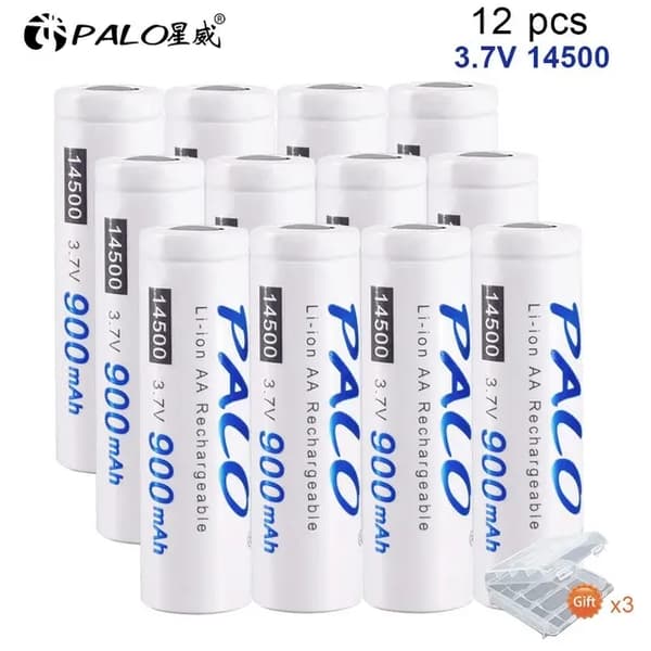 Genopladeligt Lithium Batteri, 900mAh Kapacitet, Batteri Boks Inkluderet, 3,7v, 12 stk batteri