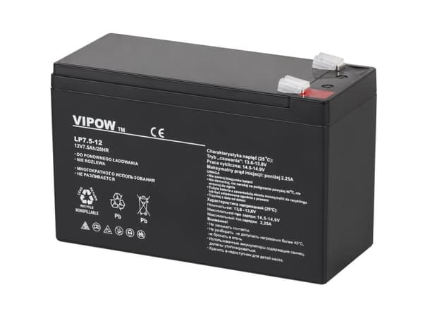 VIPOW gel batteri 12V 7,5Ah