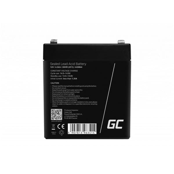 GREEN CELL GEL BATTERI AGM44 12V 4,5AH