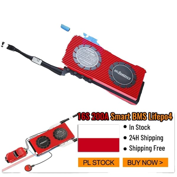 Lifepo4 batteri, Uart Bluetooth balanceringskabel, Intelligent BMS, Pologne, 48V 16S 200A