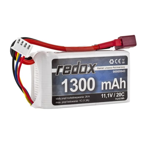 Redox LiPo batteripakke 11,1V 1300mAh 20c