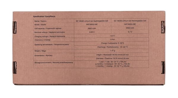 Green Cell 50GC18650NMC26 husholdningsbatteri Genopladeligt batteri 18650 Lithium-Ion (Li-Ion)