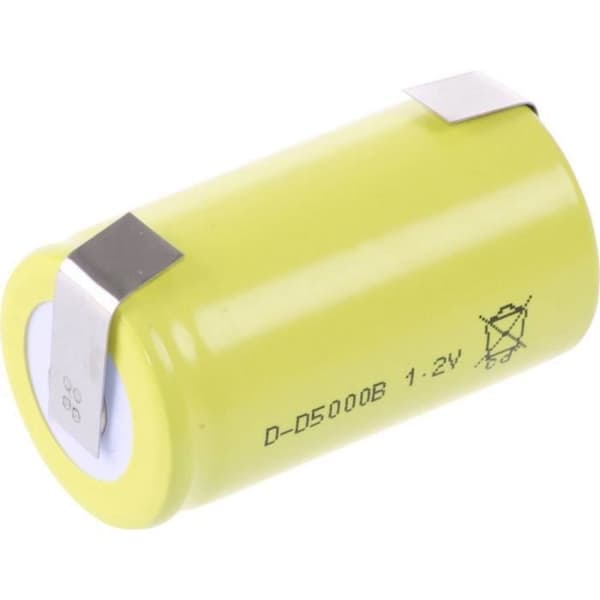 Speciellt uppladdningsbart batteri LR20 (D) Mexcel D5000B NS5000D-I-LFU U-formade lödterminaler, platt huvud NiCd 1,2 V 5000 mAh 1