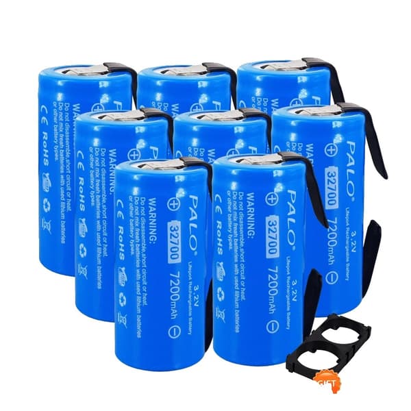 LiFePO4 Batteri 32700, 7200mAh Kapacitet, Høj Afladningshastighed 30A,8 stykker 32700