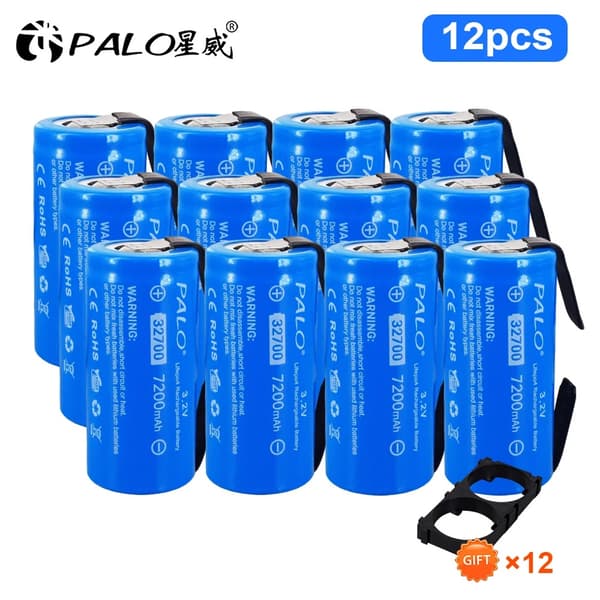 LiFePO4 Batteri 32700, 7200mAh Kapacitet, Høj Afladningshastighed 30A,8 stykker 32700