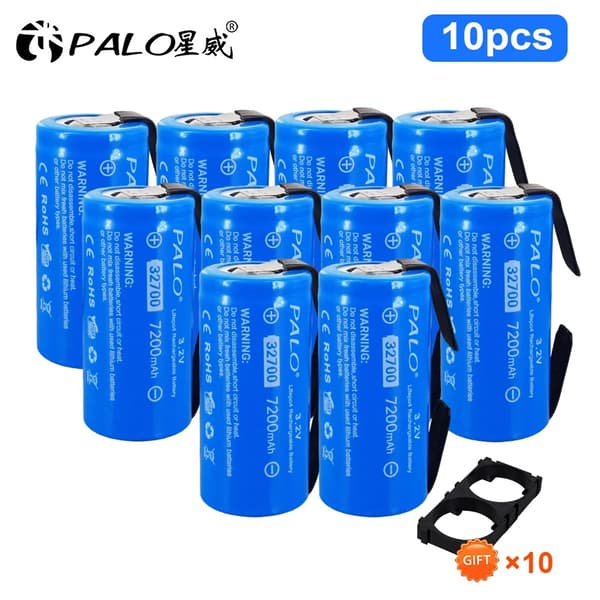 LiFePO4-batteri 32700, kapacitet 7200mAh, hög urladdningshastighet 30A, 8 stycken 32700