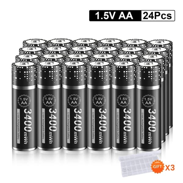 AA Li-Ion -uudelleenladattavat paristot, 3400mWh suuri kapasiteetti, CE-sertifioitu,12 kpl, 1.5V