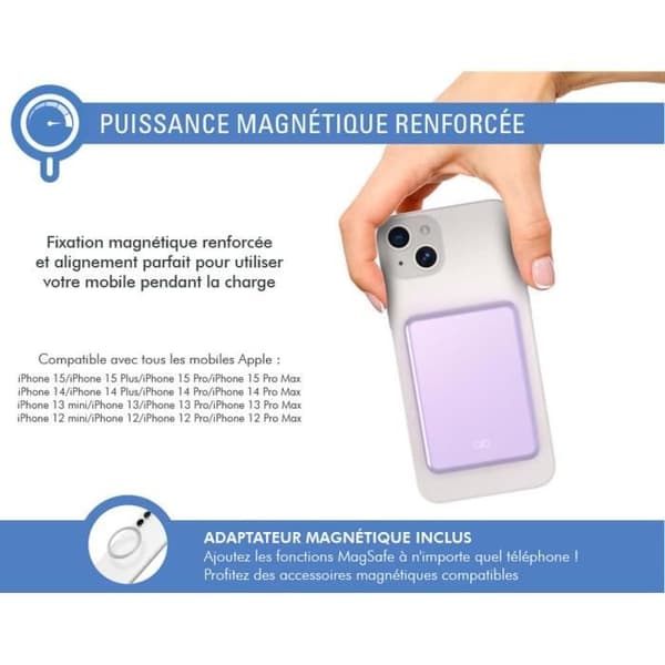 Powerbank 5000mAh kompatibel MagSafe Induction 15W Violet Force Power