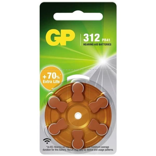GP Batterier Hörapparatbatteri ZA 312 1,4 V 6 st zink-luft PR41