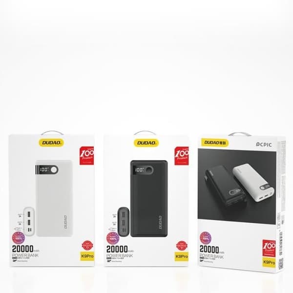 Externt batteri Strömbank 20000 mAh 2x USB/ USB Typ C / Micro USB 2A med svart LED-skärm