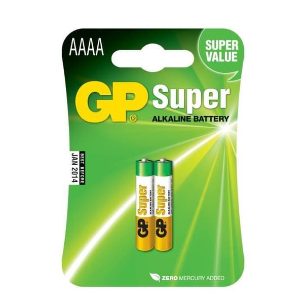 SUPERALKALISKA BATTERIER GP 25AE-2U2 / LR61 / AAAA /blister med 2 batterier