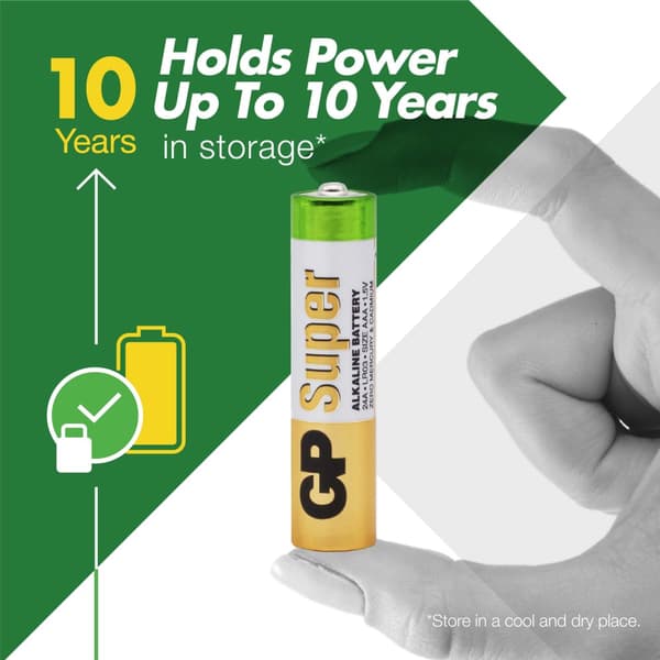 Batterie AAA - Blister da 4 | GP Super | Pile Ministilo AAA Alcaline da 1,5V / LR03 - Lunga Durata