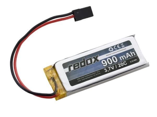 Redox 900 mAh 3,7V 20C (enkeltcelle) (JR-stik)